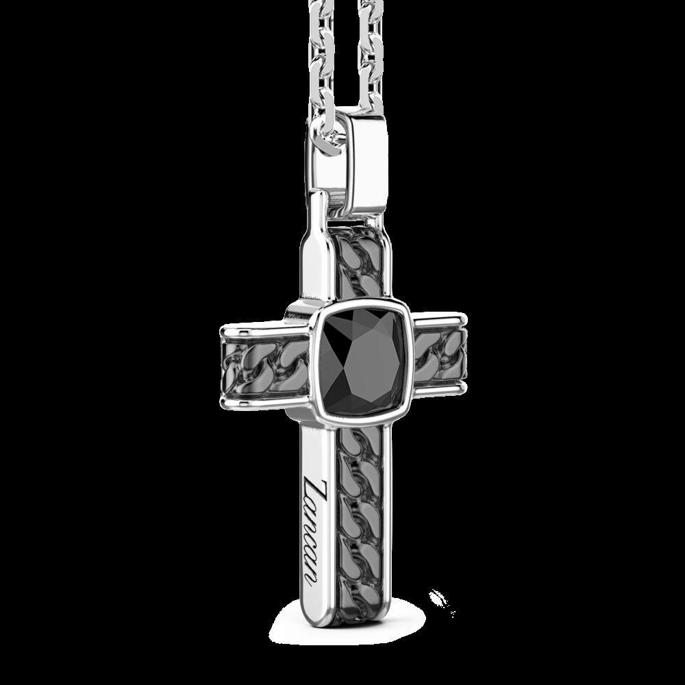 Zancan Collana in argento con pendente a croce e onice quadrata Saldi Di Fabbrica
