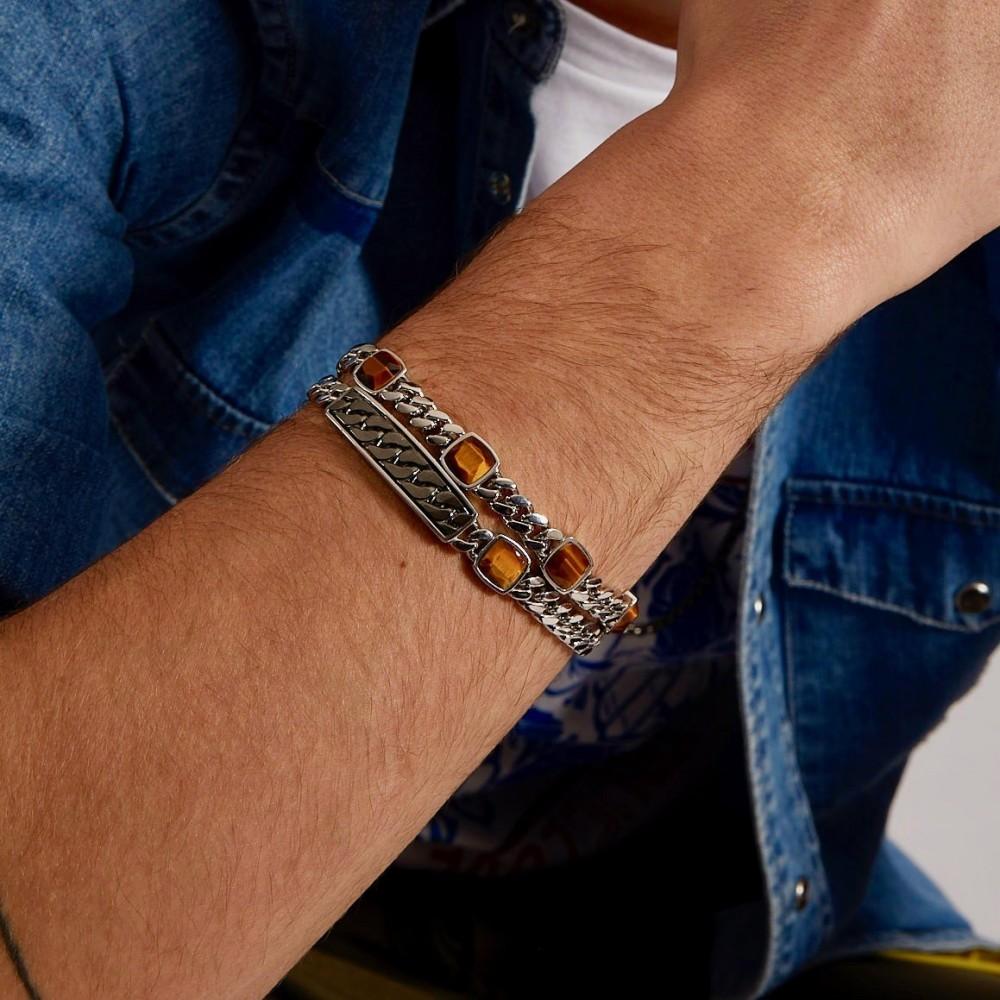 Zancan Bracciale a grumette Zancan in argento con pietre occhio di tigre Nuova