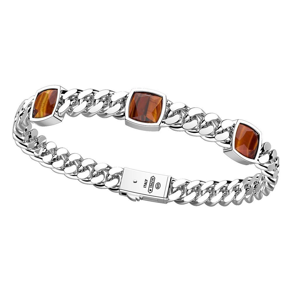 Zancan Bracciale Zancan in argento con tre pietre occhio di tigre Italia
