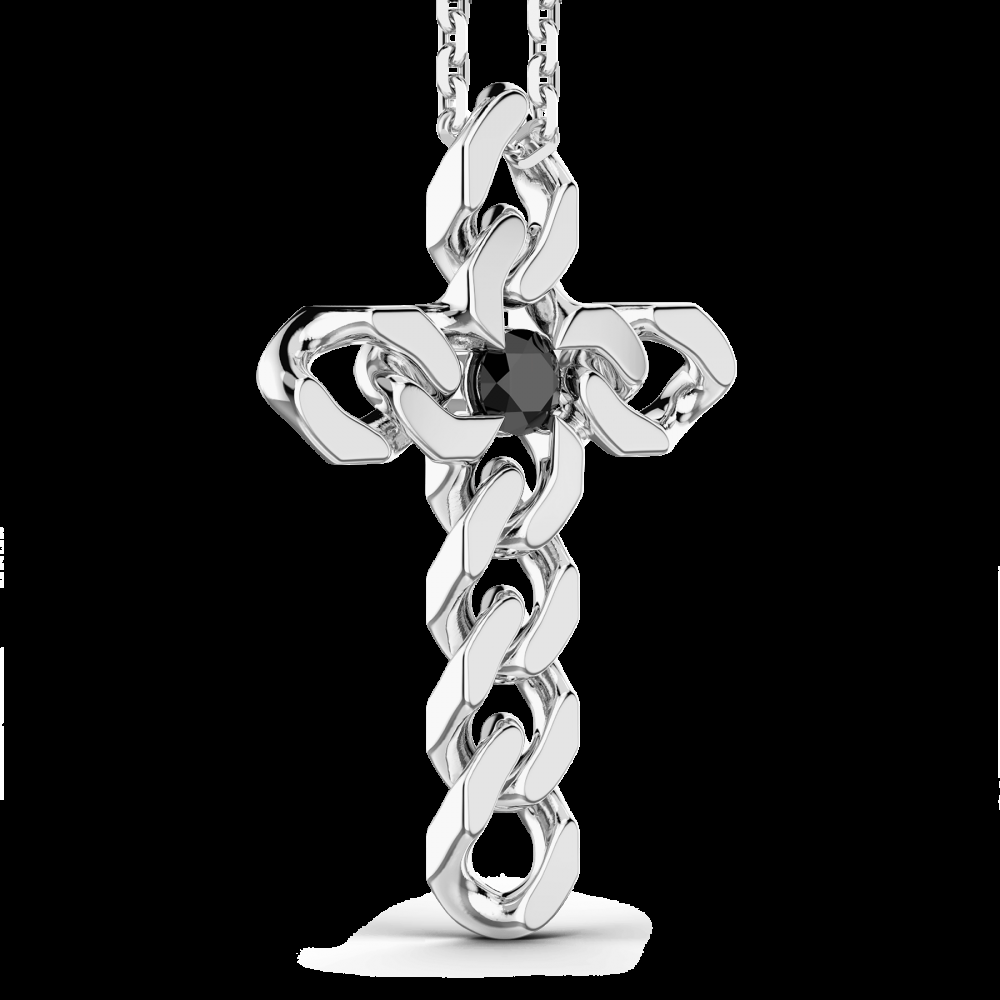 Zancan Collana Zancan in argento con pendente a croce e pietre nere Presa