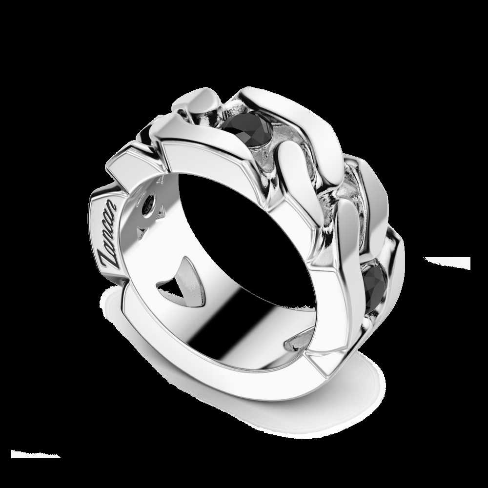 Zancan Anello Zancan a grumetta rigida con pietre nere Sconto