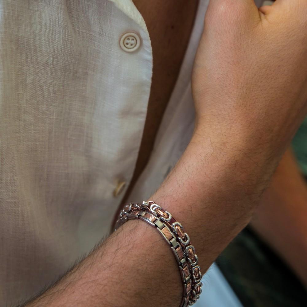 Zancan Bracciale da uomo Zancan catena in argento e oro 18k Nuova