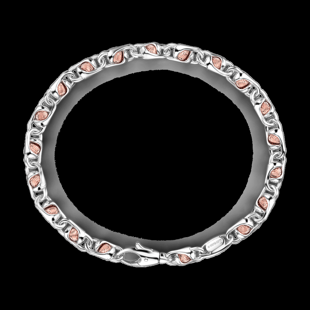 Zancan Bracciale da uomo Zancan catena in argento e oro rosa Promozione Limitata