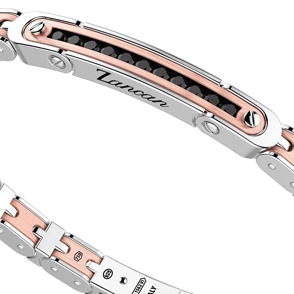 Zancan Bracciale Zancan in oro 18k ed argento con targa e pietre nere Prezzo Ridotto