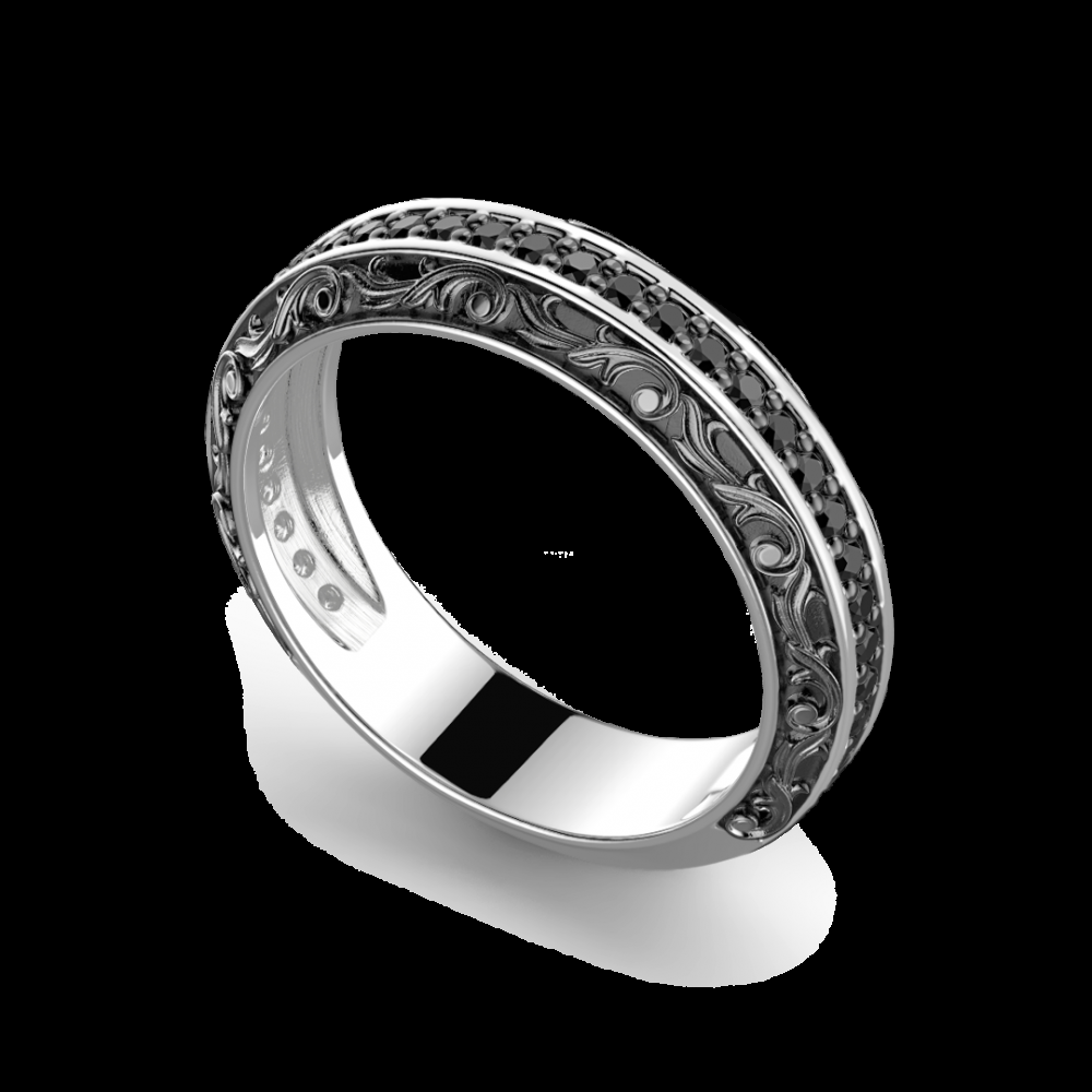 Zancan Anello Zancan in argento a fede con pietre nere Presa