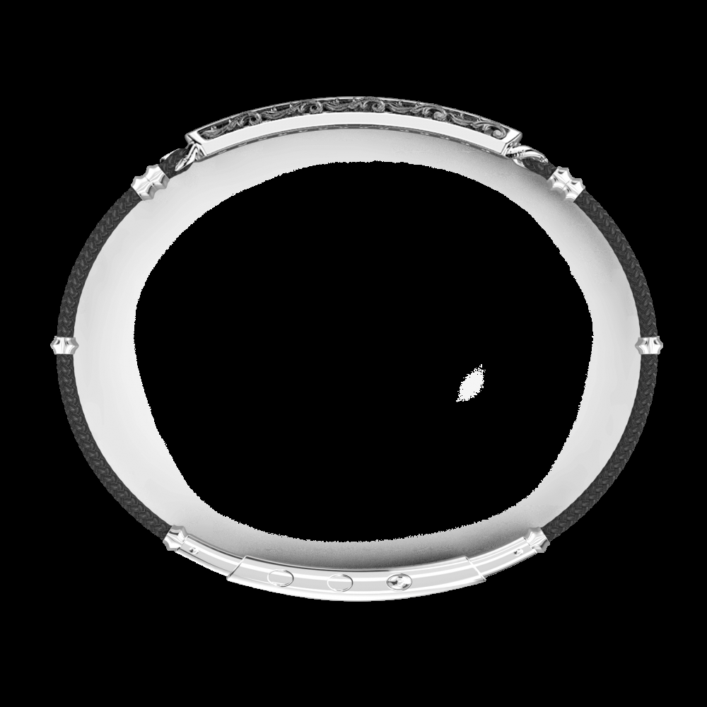 Zancan Bracciale Zancan in argento corda kevlar e pietre nere Sconto