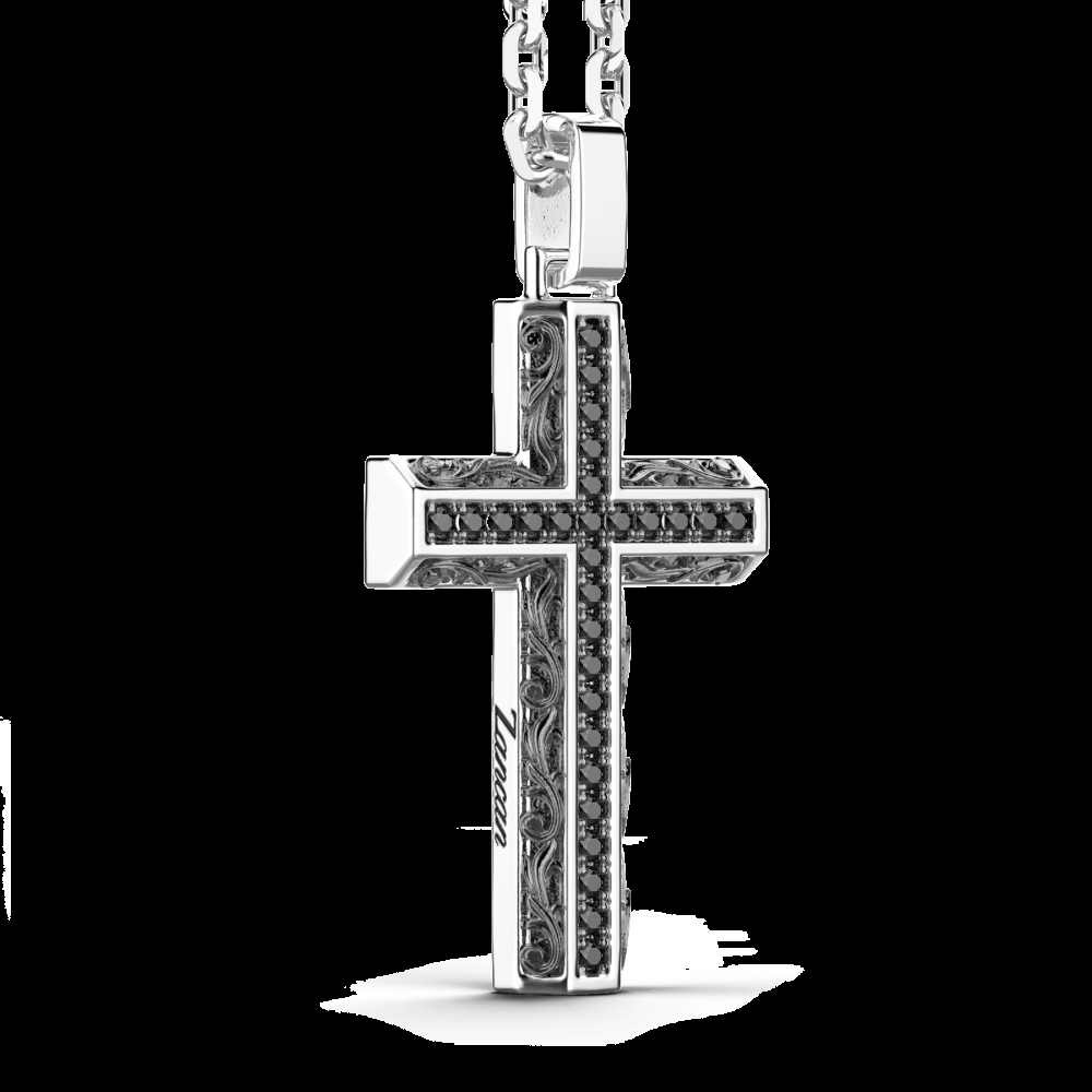 Zancan Collana Zancan in argento con pendente a croce e pietre nere Economico
