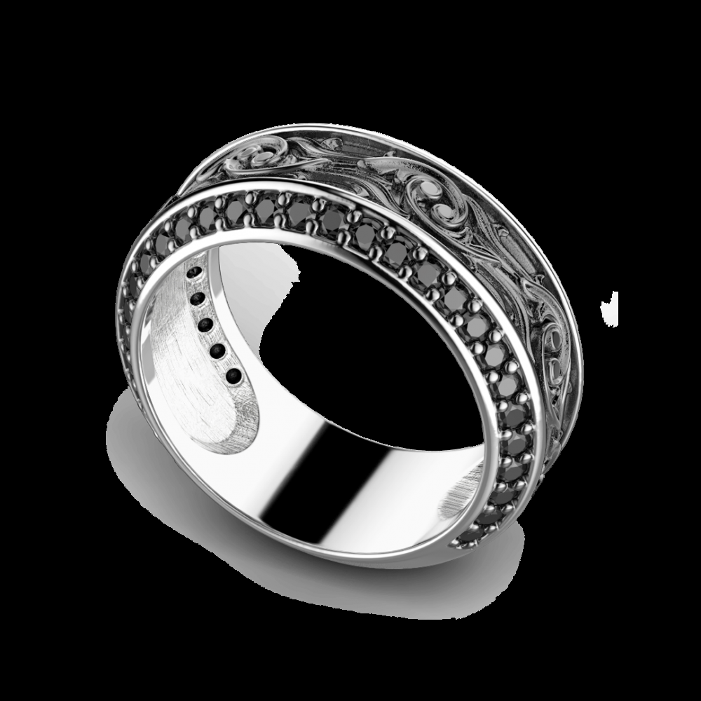Zancan Anello Zancan in argento a fede con pietre nere Online