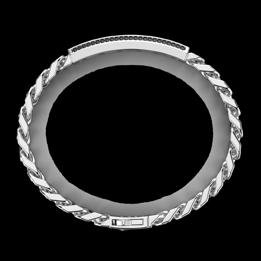 Zancan Bracciale Zancan in argento a grumetta con targa e pietre nere Outlet