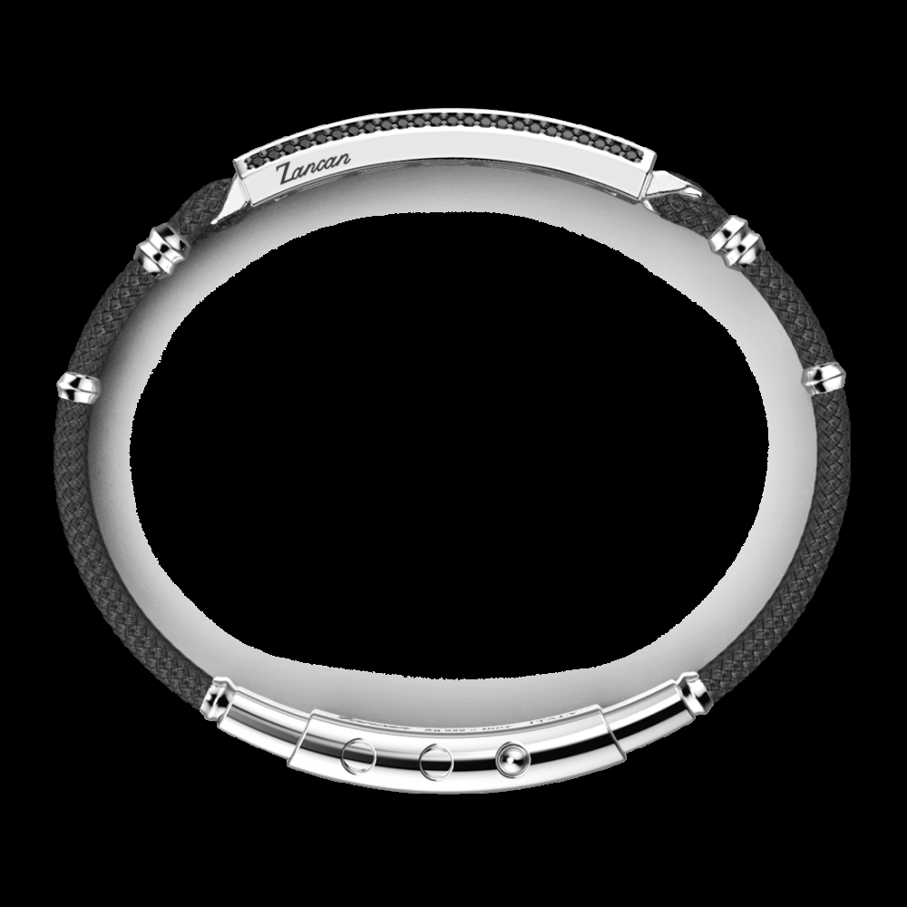Zancan Bracciale Zancan in Kevlar con targa in argento e pietre nere In Vendita