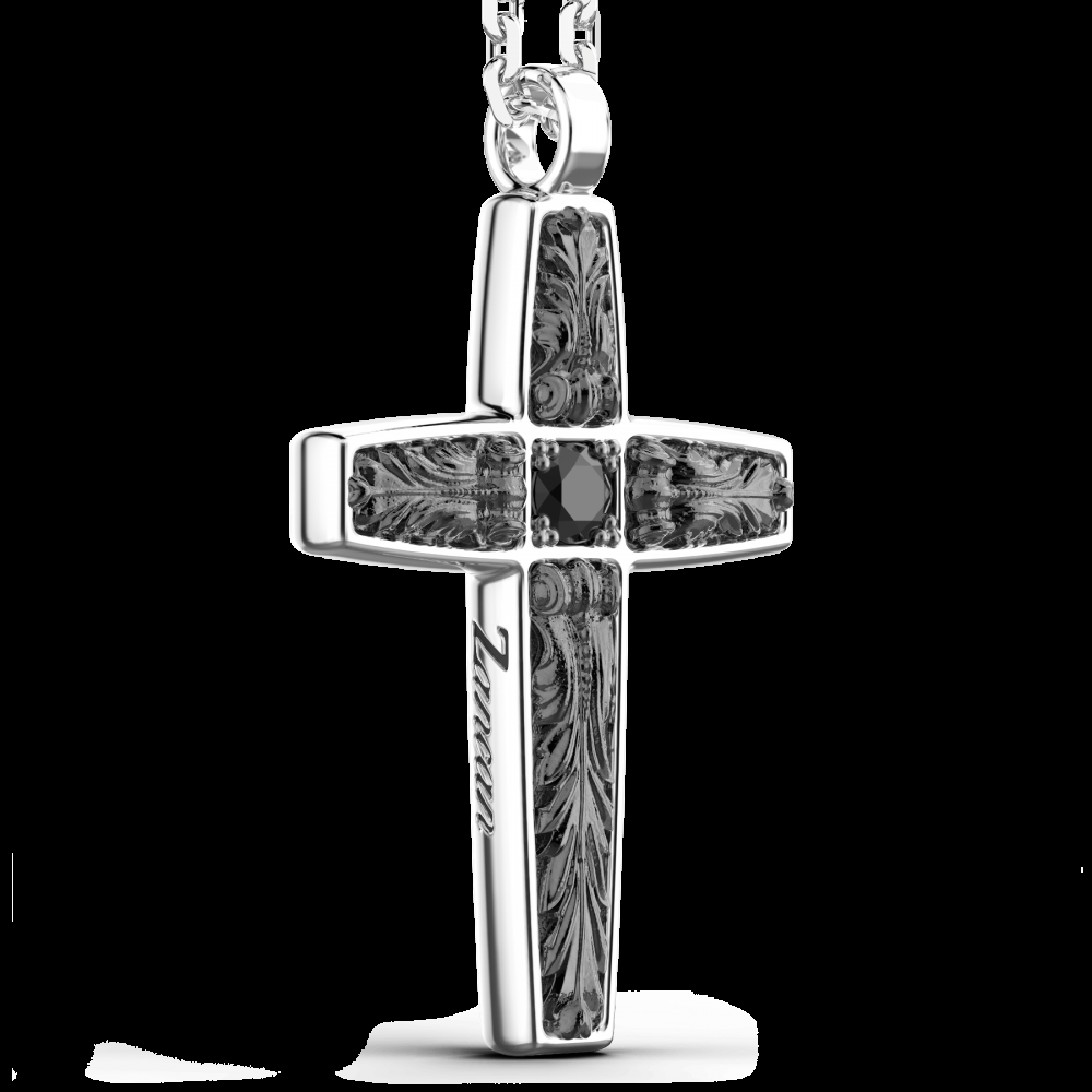 Zancan Collana Zancan in argento con pendente a croce e pietre nere Offerte