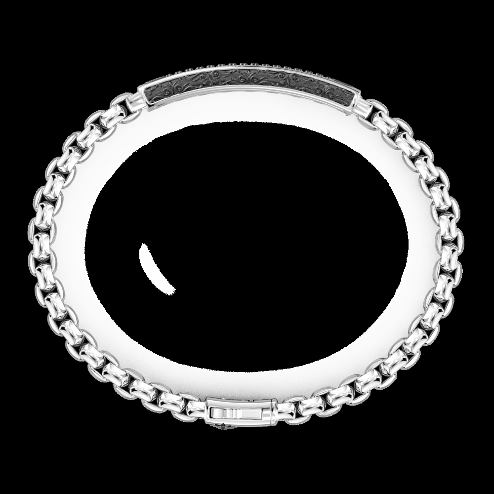 Zancan Bracciale Zancan in argento con targa e pietre nere Hotsell