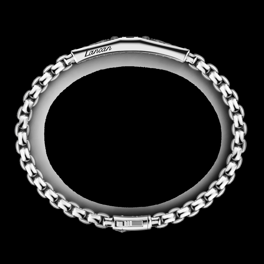 Zancan Bracciale Zancan in argento con targa e pietra nera Vendita Calda
