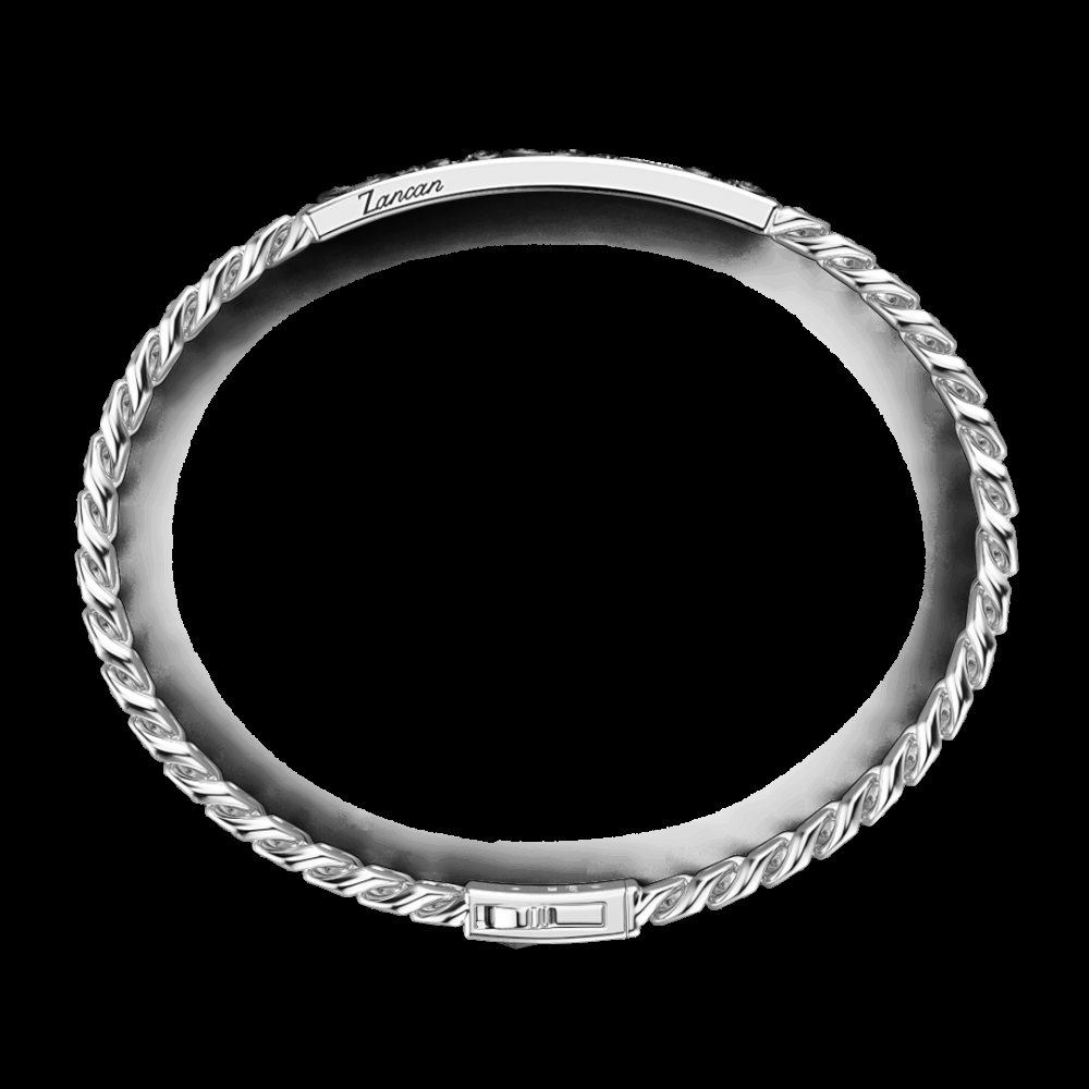 Zancan Bracciale Zancan in argento a grumetta con targa e pietre nere I Più Venduti