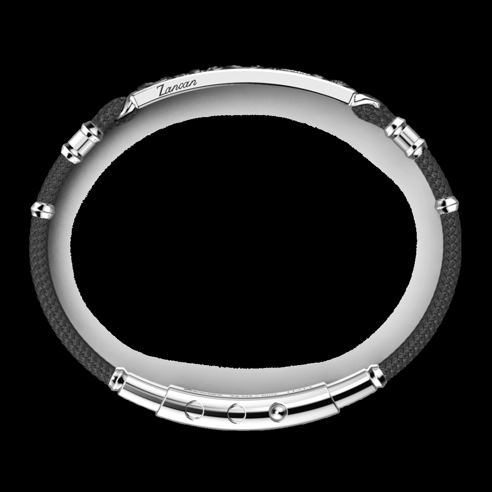 Zancan Bracciale Zancan in argento kevlar e pietre nere Vendite Flash