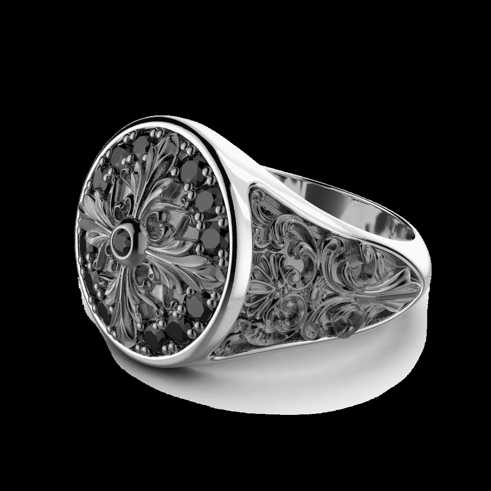 Zancan Anello chevalier Zancan in argento e pietre nere Offerte speciali