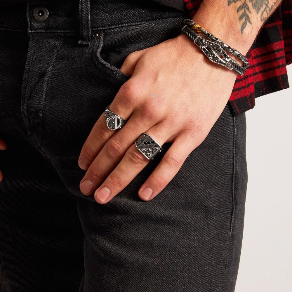 Zancan Anello Zancan in argento con pietre nere Moda