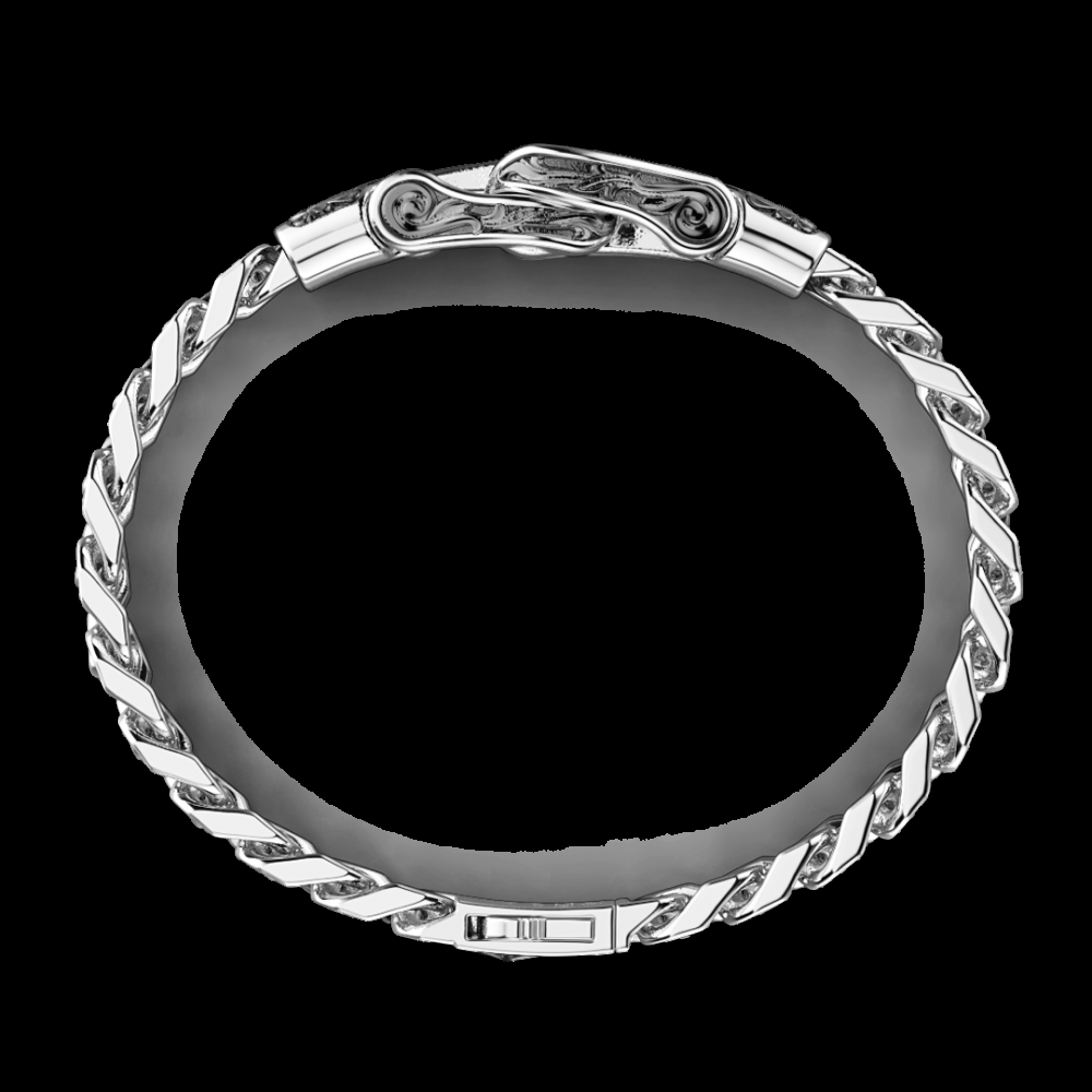 Zancan Bracciale Zancan in argento a grumetta con fibia e pietre nere Italia