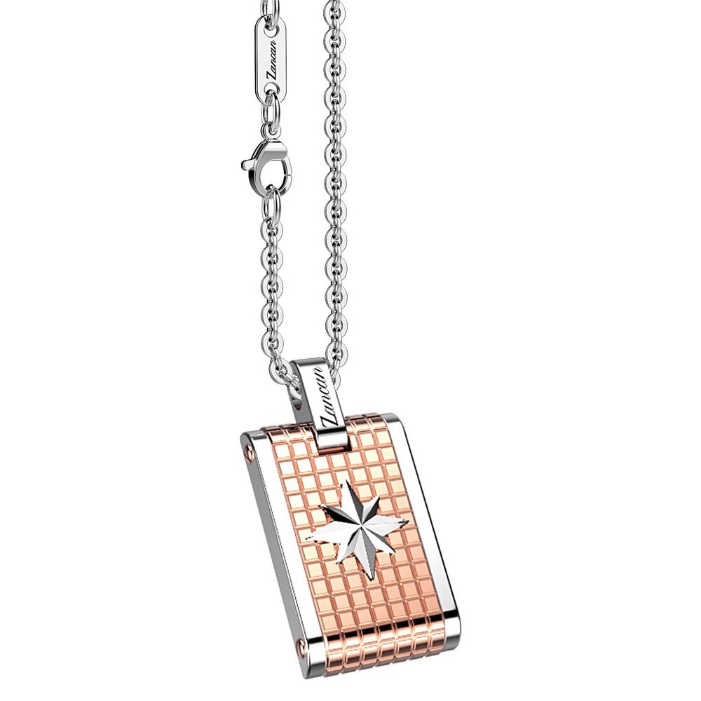 Zancan Collana Zancan in acciaio con piastrina e rosa dei venti