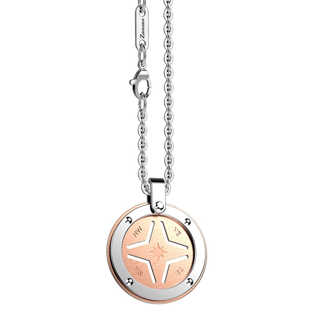 Zancan Collana Zancan in acciaio con rosa dei venti