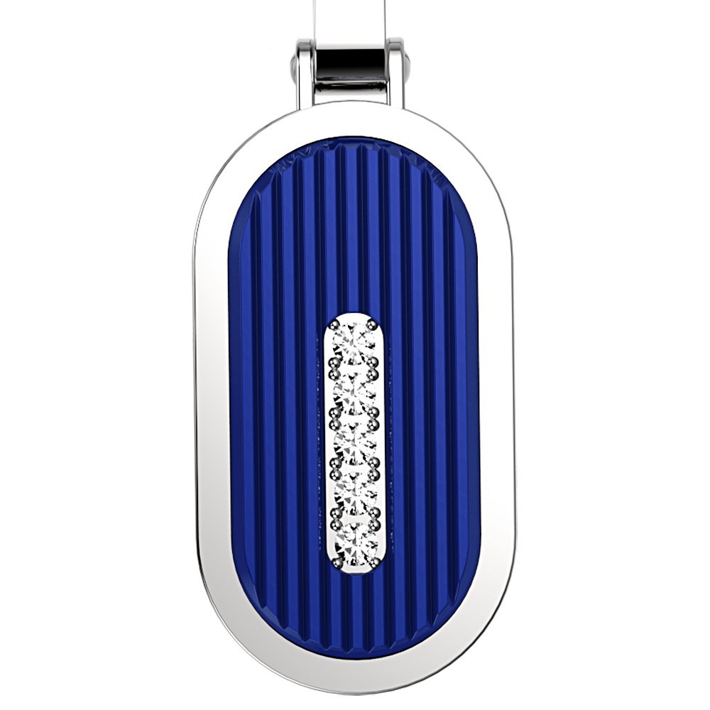 Zancan Collana Zancan in acciaio con piastrina e zaffiro bianco Shopping Online
