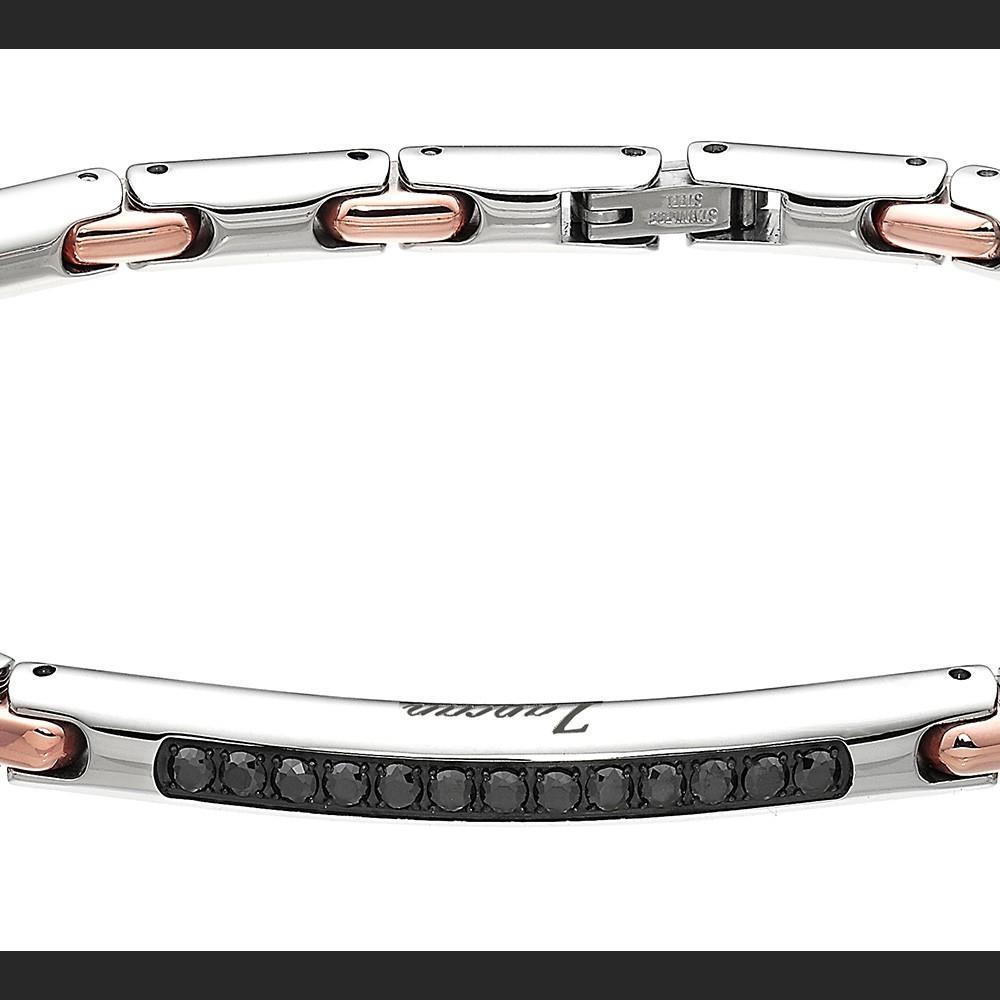 Zancan Bracciale Zancan in acciaio con pietre nere Sconto