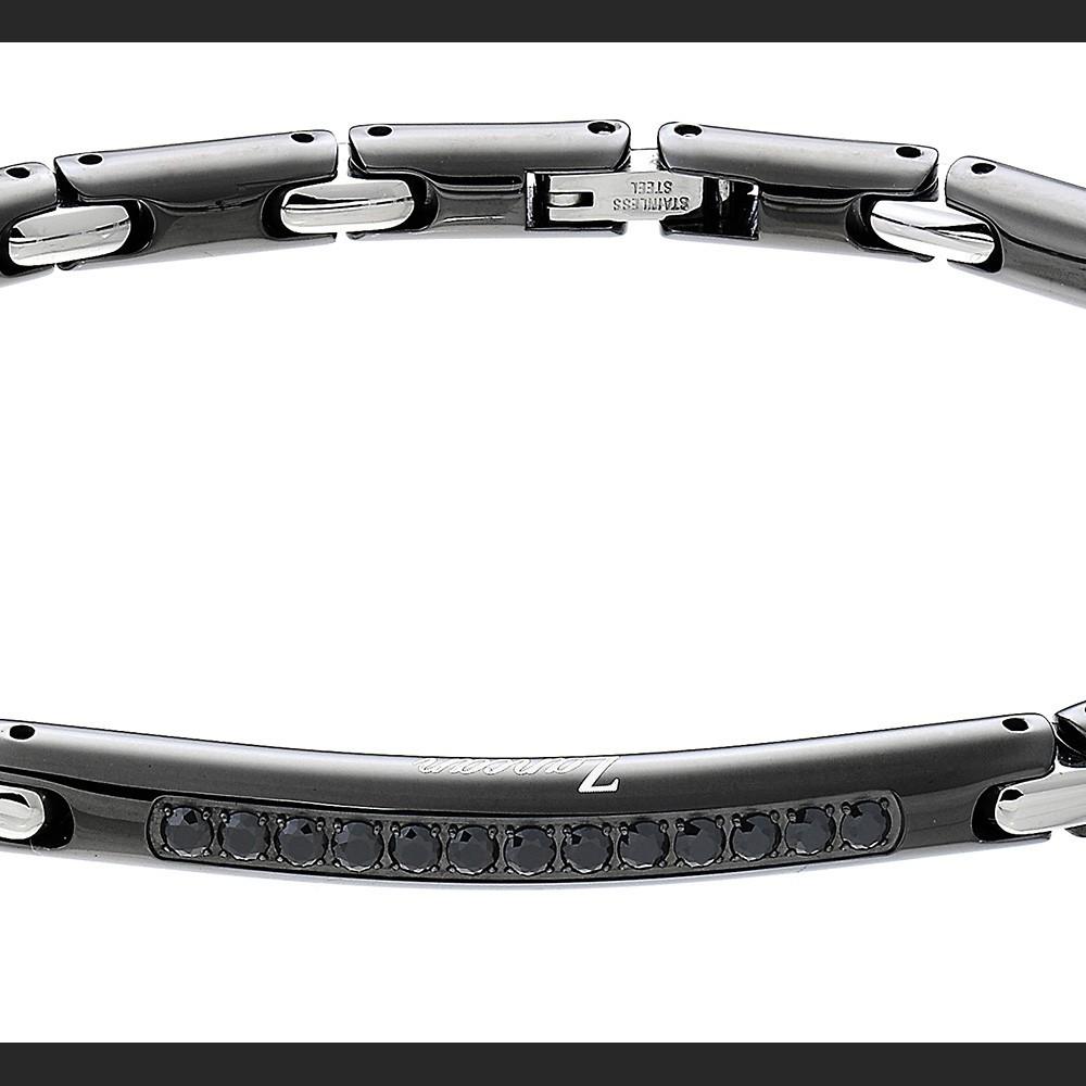 Zancan Bracciale Zancan in acciaio con pietre nere Offerta