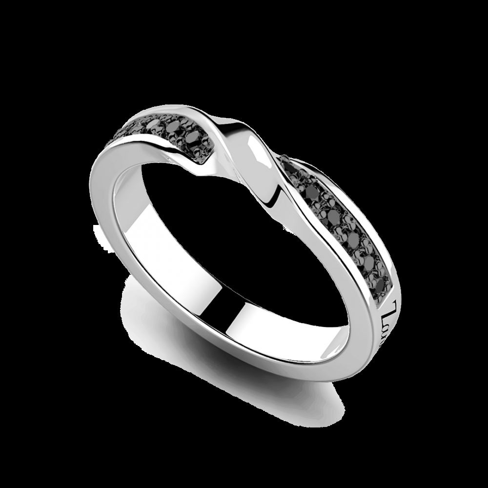Zancan Anello Zancan in argento a fede con pietre nere Saldi Di Fabbrica