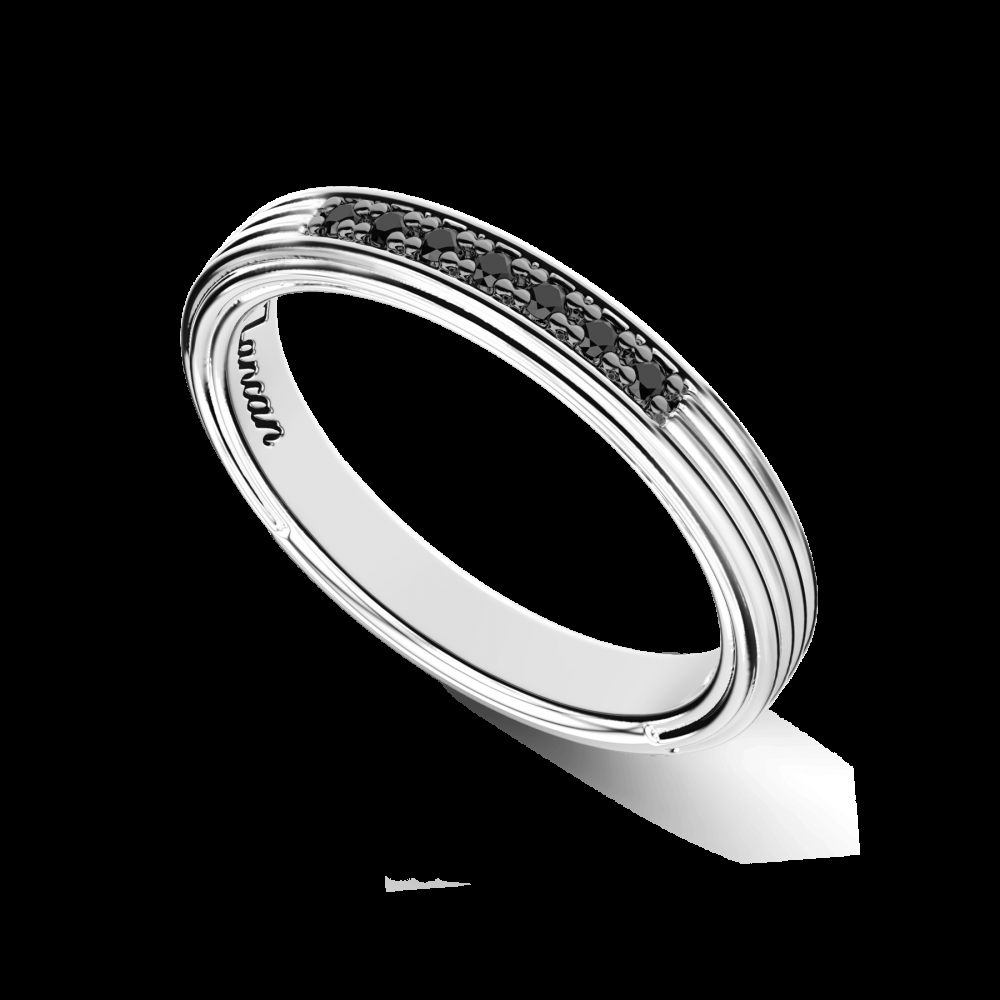 Zancan Anello Zancan a fede in argento con pietre nere Italy
