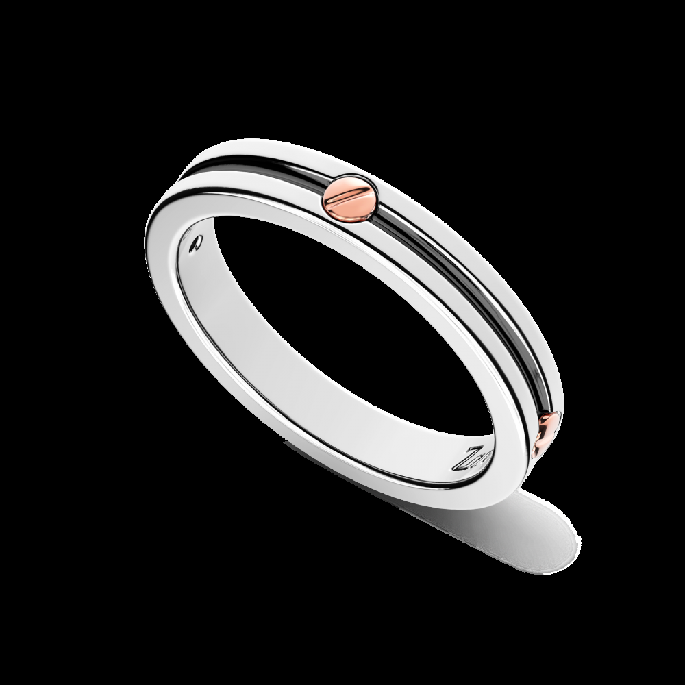 Zancan Anello a fede Zancan in argento con vite in oro rosa Qualità