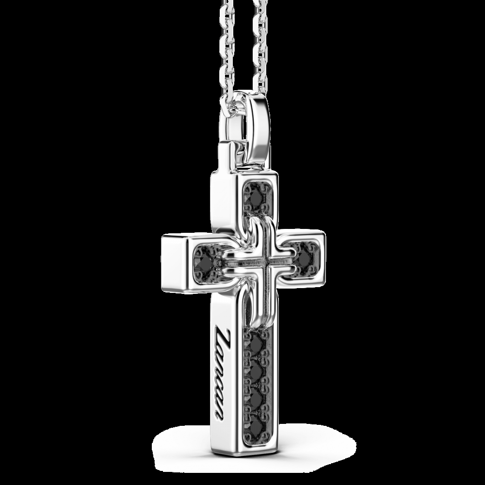 Zancan Collana Zancan in argento con pendente a croce e pietre nere Negozi Online