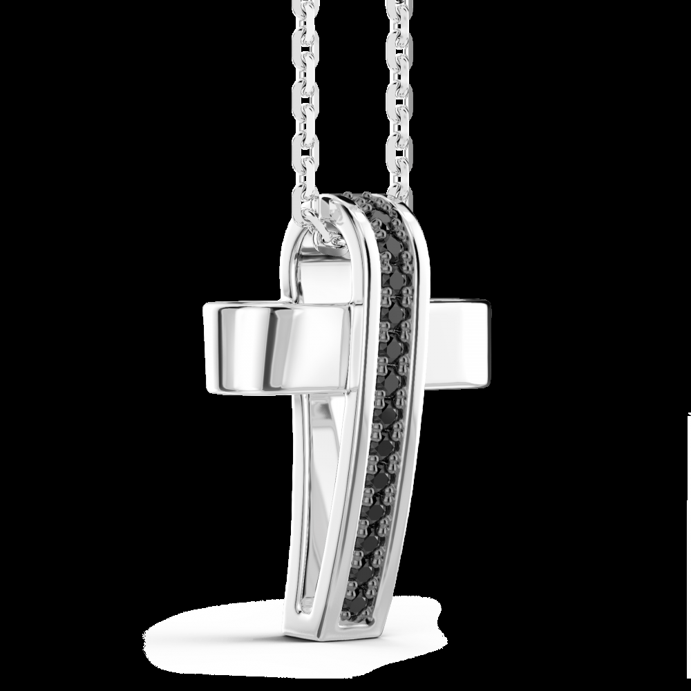 Zancan Collana Zancan in argento con pendente a croce e pietre nere Consegna Veloce