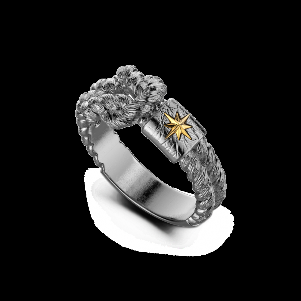 Zancan Anello Zancan in argento brunito con nodo Fino Al -60%