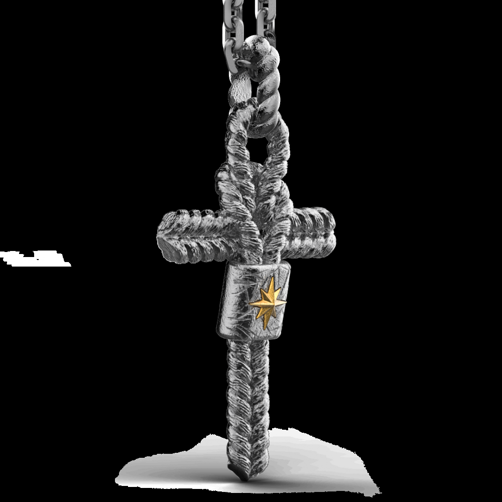 Zancan Collana Zancan in argento brunito con pendente a croce e nodo nautico Affare Del Giorno