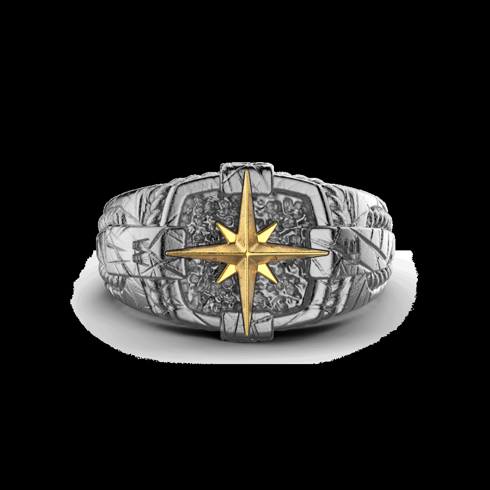 Zancan Anello Zancan in argento brunito con rosa dei venti