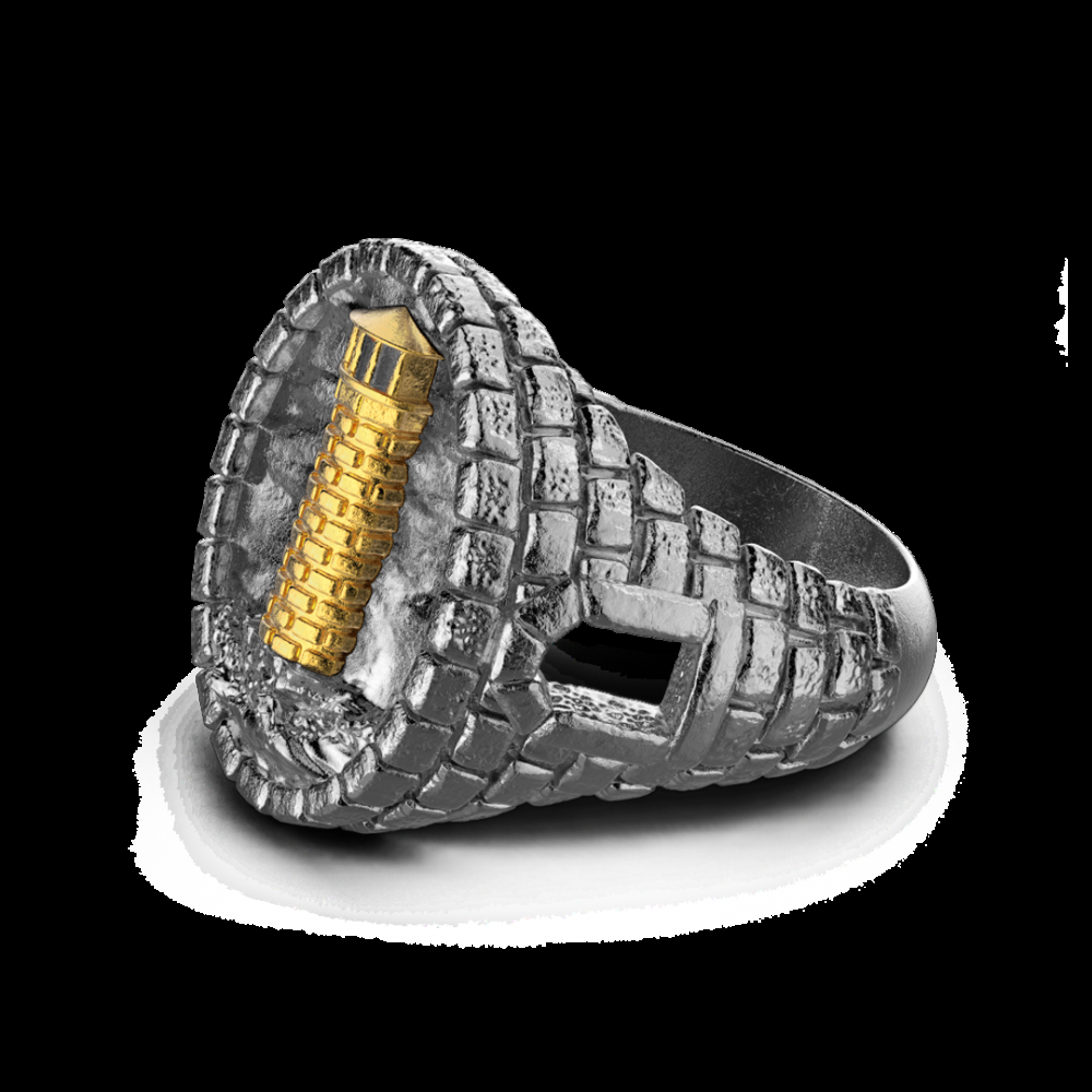 Zancan Anello Zancan in argento brunito con faro In Vendita