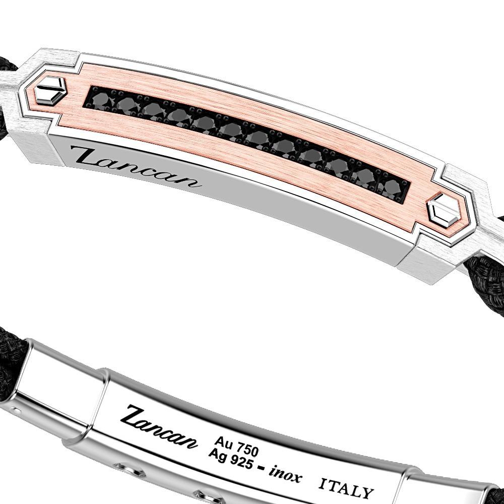 Zancan Bracciale Zancan in argento con inserti in oro 18k pietre e kevlar Vendita