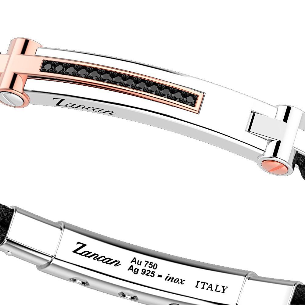 Zancan Bracciale Zancan in argento con inserti in oro 18k pietre e kevlar Acquista Ora