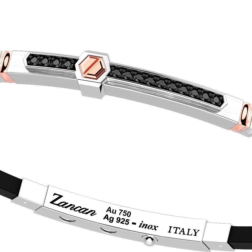 Zancan Bracciale Zancan in argento con inserti in oro 18k pietre e silicone Consegna Veloce