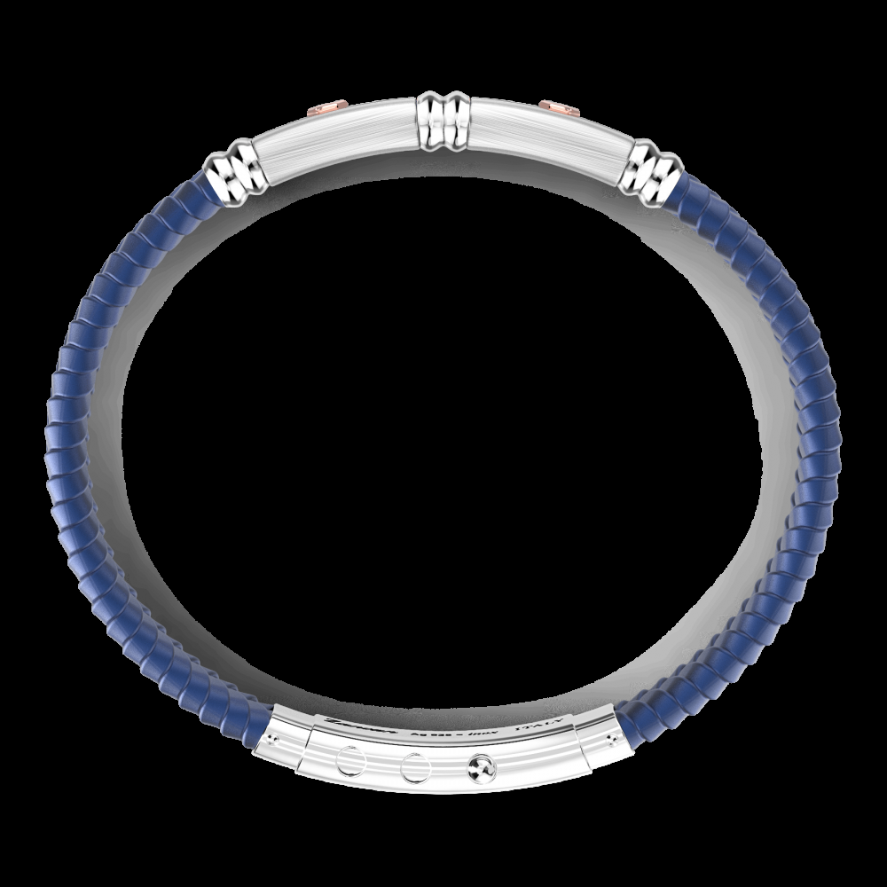 Zancan Bracciale Zancan in silicone nero con targa in argento e dettagli in oro rosa Online