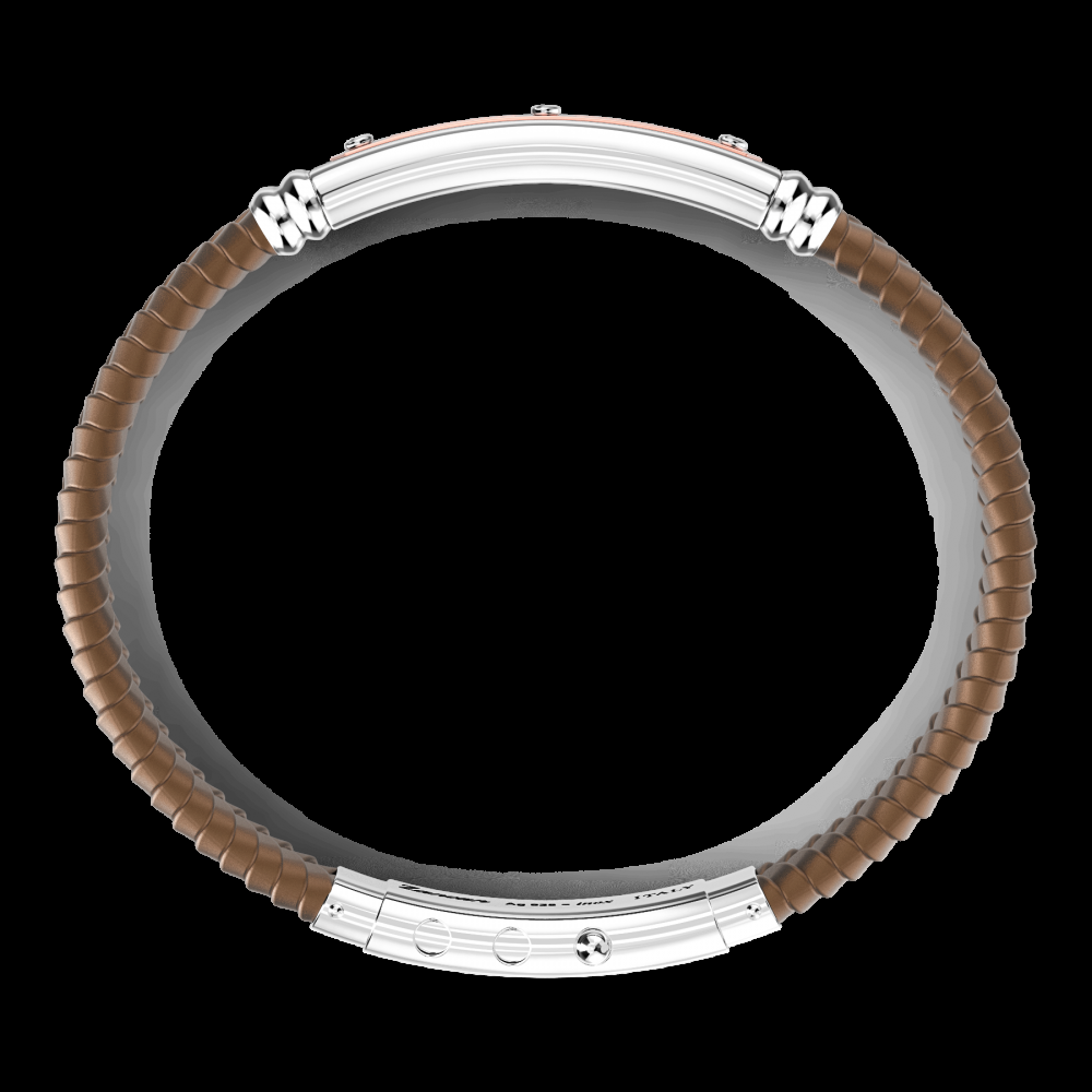 Zancan Bracciale Zancan in silicone nero con targa in argento e dettagli in oro rosa Outlet