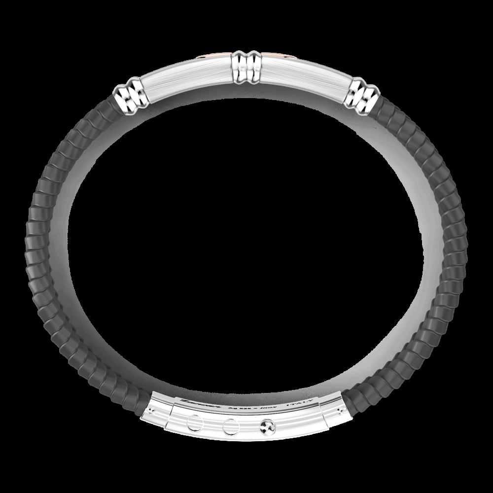 Zancan Bracciale Zancan in silicone nero con targa in argento e dettagli in oro rosa Saldi