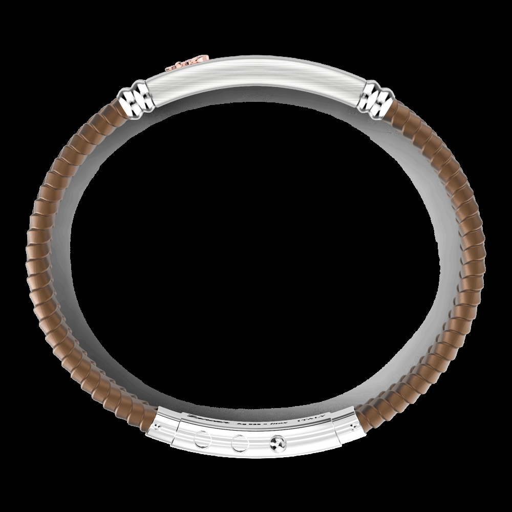 Zancan Bracciale Zancan in silicone nero con targa in argento e dettagli in oro rosa Offerte