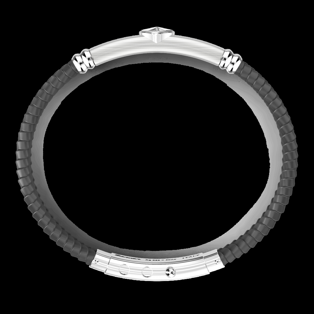 Zancan Bracciale Zancan in silicone nero con targa in argento Vendita Calda