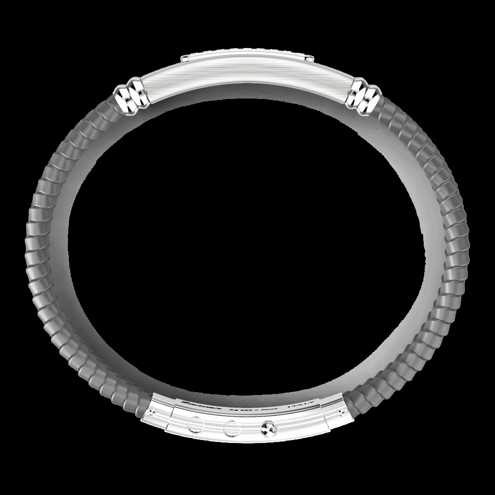 Zancan Bracciale Zancan in silicone con targa in argento e pietre nere Vendita Economica