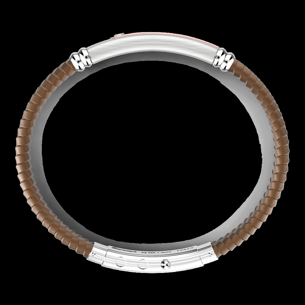 Zancan Bracciale Zancan in silicone nero con targa in argento e dettagli in oro rosa Saldi Di Fabbrica