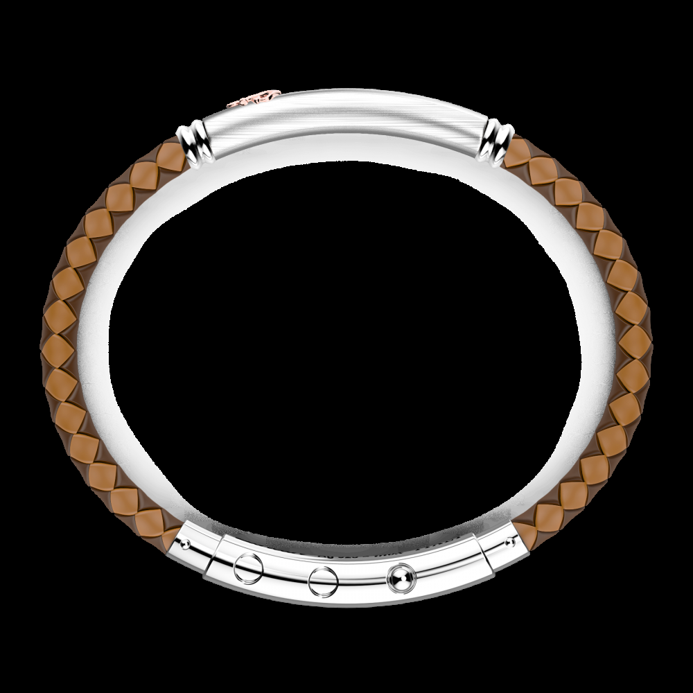 Zancan Bracciale Zancan in silicone nero con targa in argento e dettagli in oro rosa Nuova
