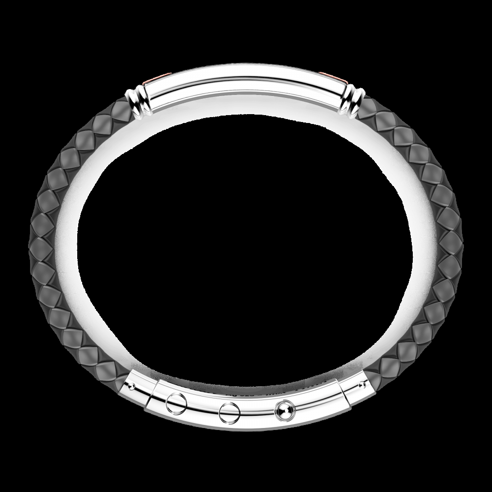 Zancan Bracciale Zancan in silicone nero con targa in argento e dettagli in oro rosa Moda