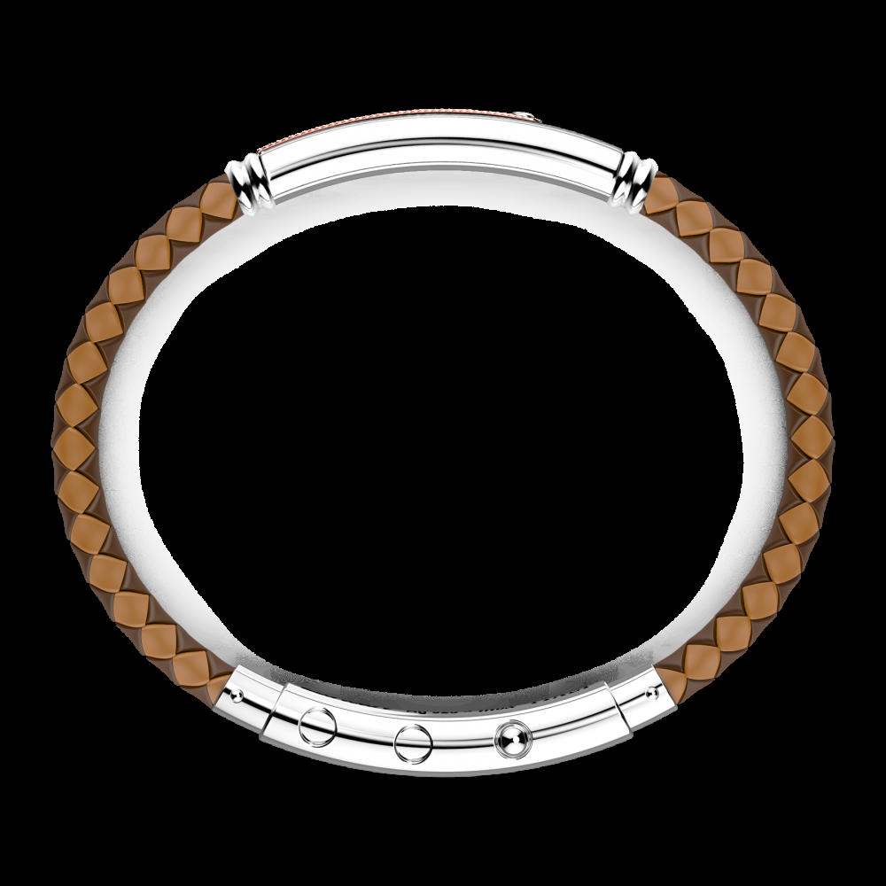 Zancan Bracciale Zancan in silicone nero con targa in argento e dettagli in oro rosa Italy