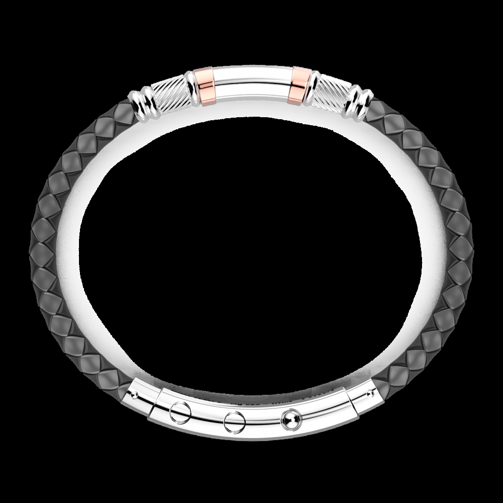Zancan Bracciale Zancan in silicone nero con targa in argento e dettagli in oro rosa Italia